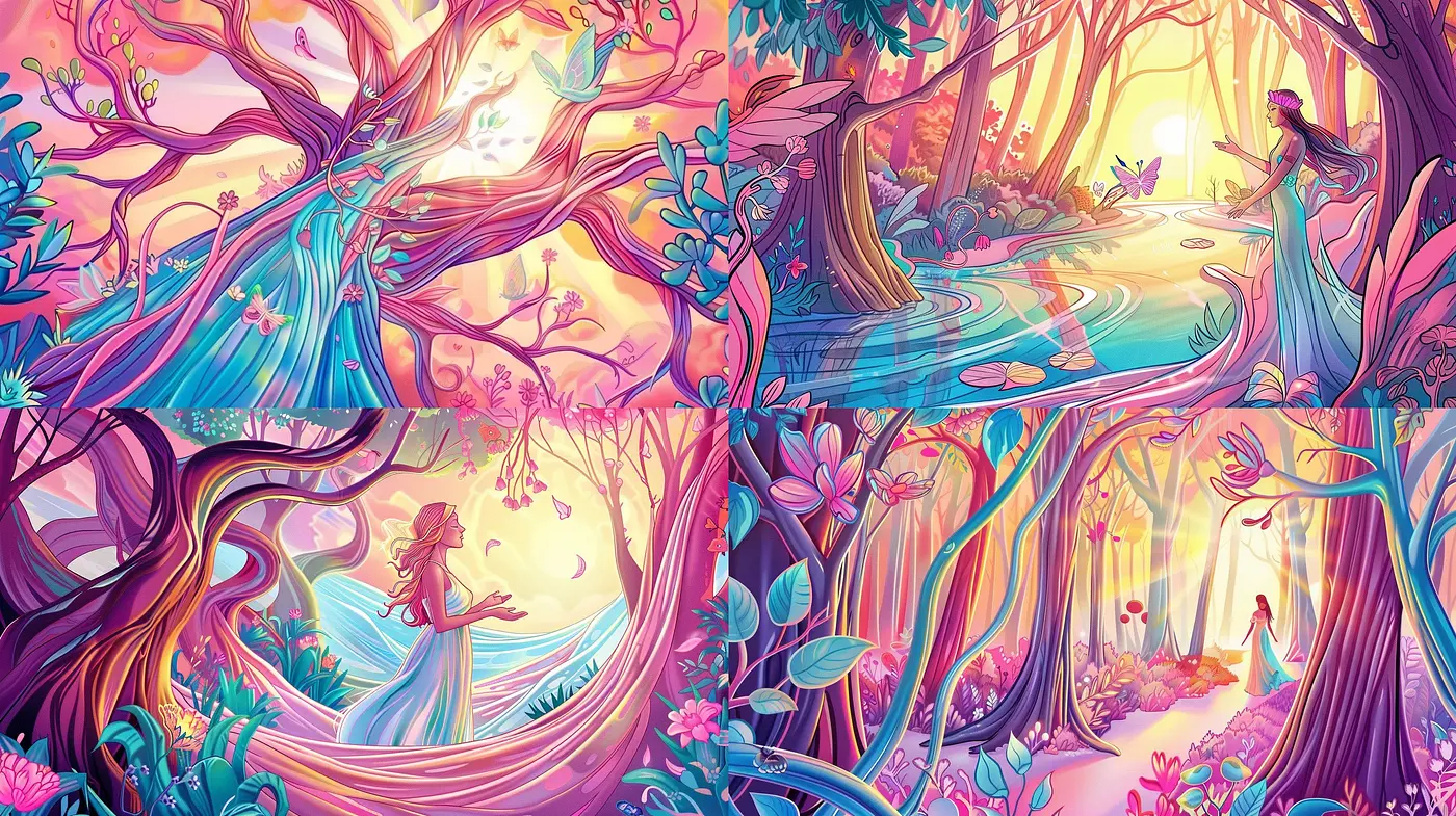 Ethereal Twilight: A Consistent Dreamlike Palette in Diverse Imaginary Landscapes - Midjourney sref style