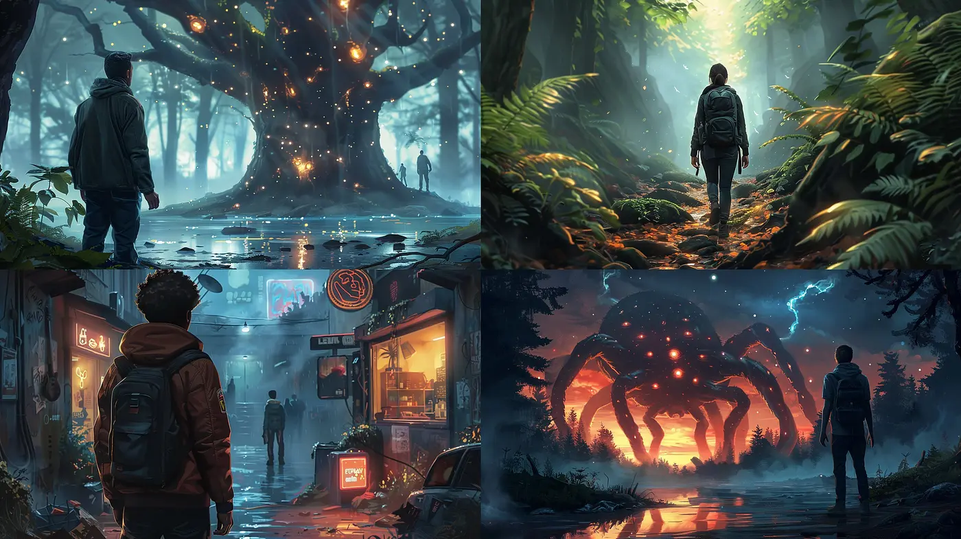 Ethereal Lightscapes and Solitary Figures in Surreal Environments - Midjourney sref style
