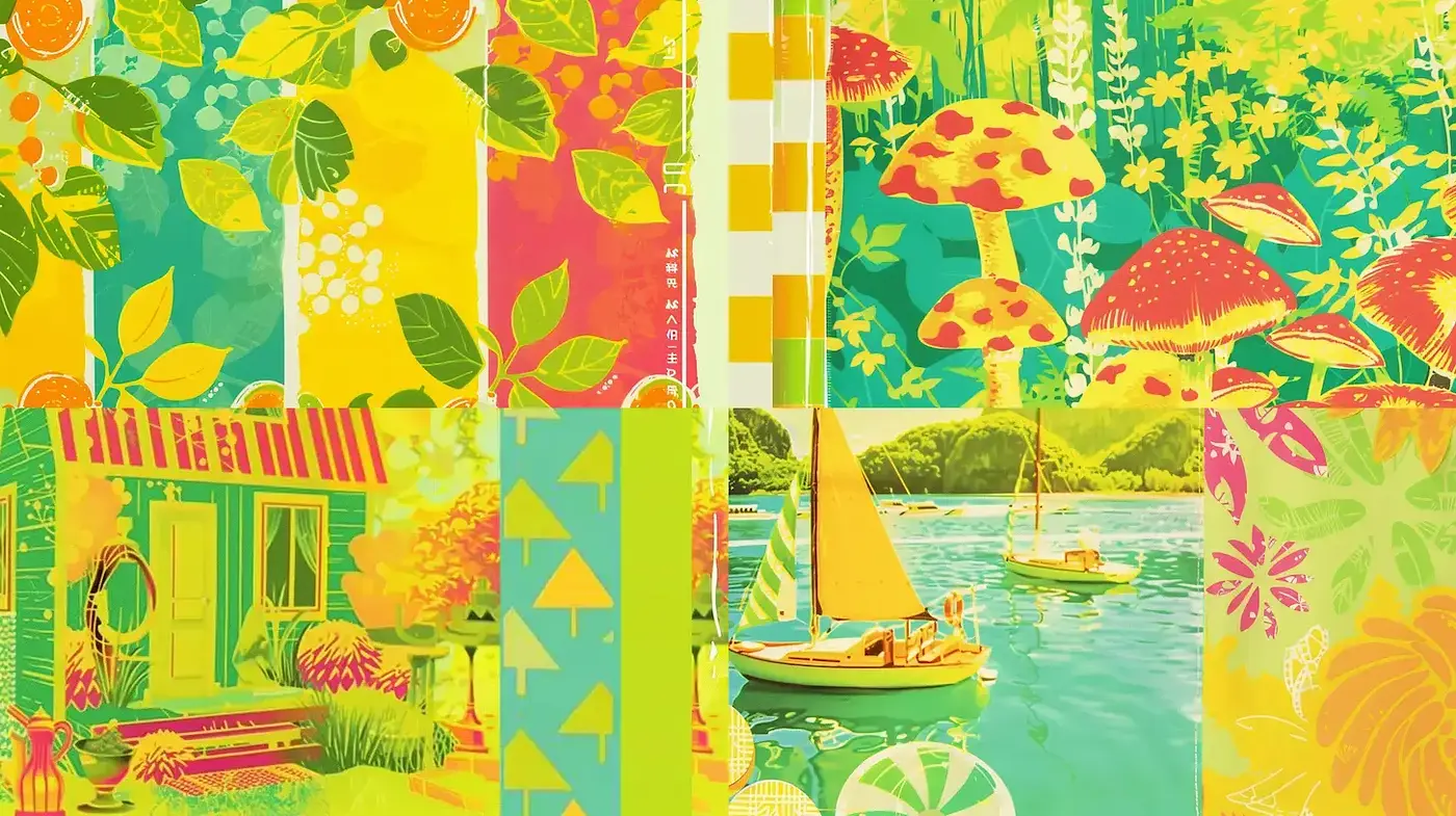Vibrant and Playful Illustrative Style with Retro Influences - Midjourney sref style