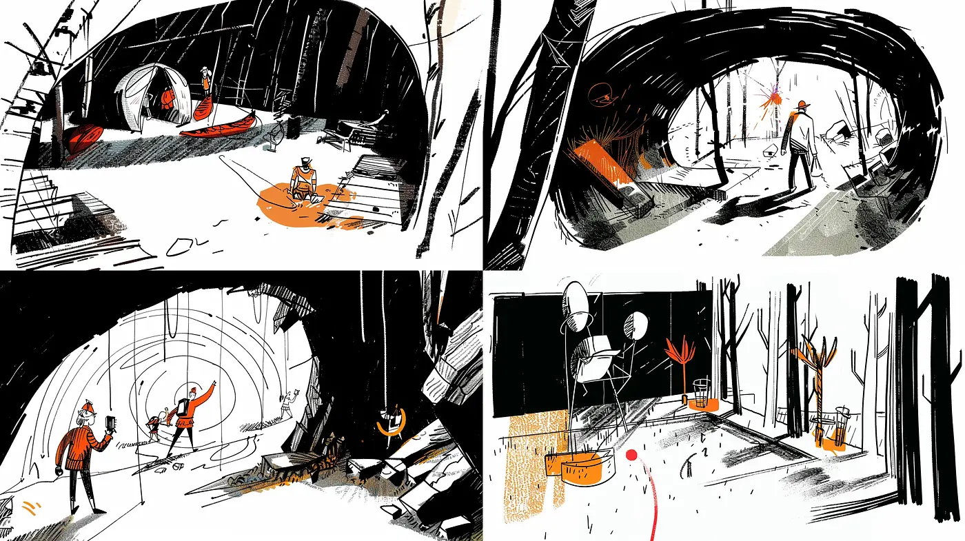 Abstract Expressionism with Graphic Novel Undertones - Midjourney sref style