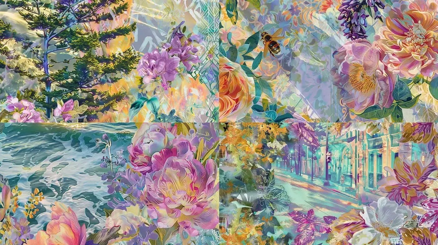 Vivid and Lush Floral Imagery with Ethereal Touches - Midjourney sref style