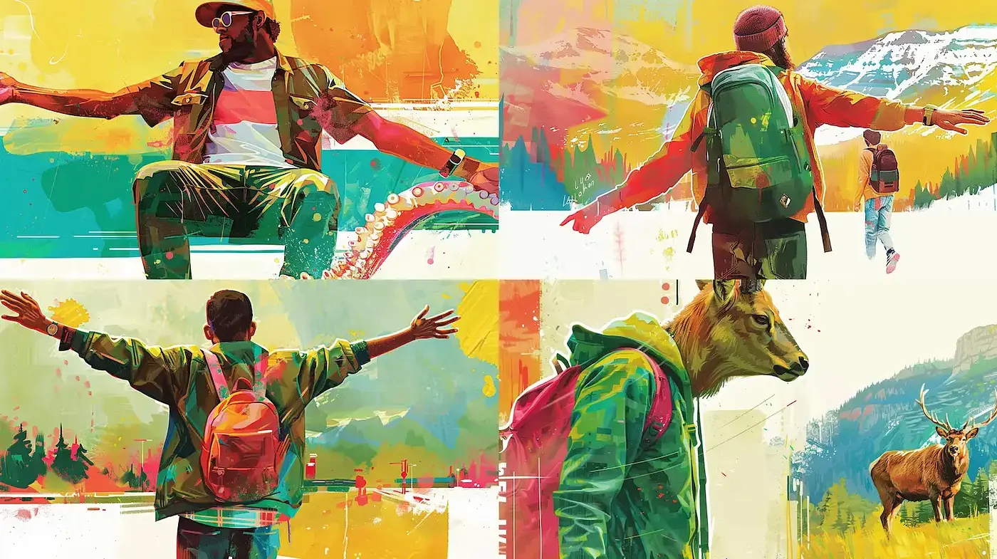 Vibrant and Expressive Urban Wilderness Fusion with a Contemporary Artistic Flair - Midjourney sref style