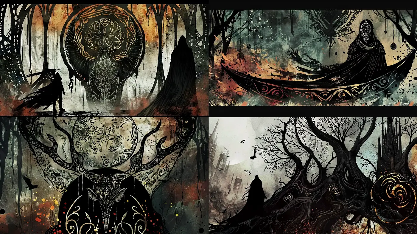 Enigmatic Abyss of Dark Fantasy and Ancient Mysticism - Midjourney sref style