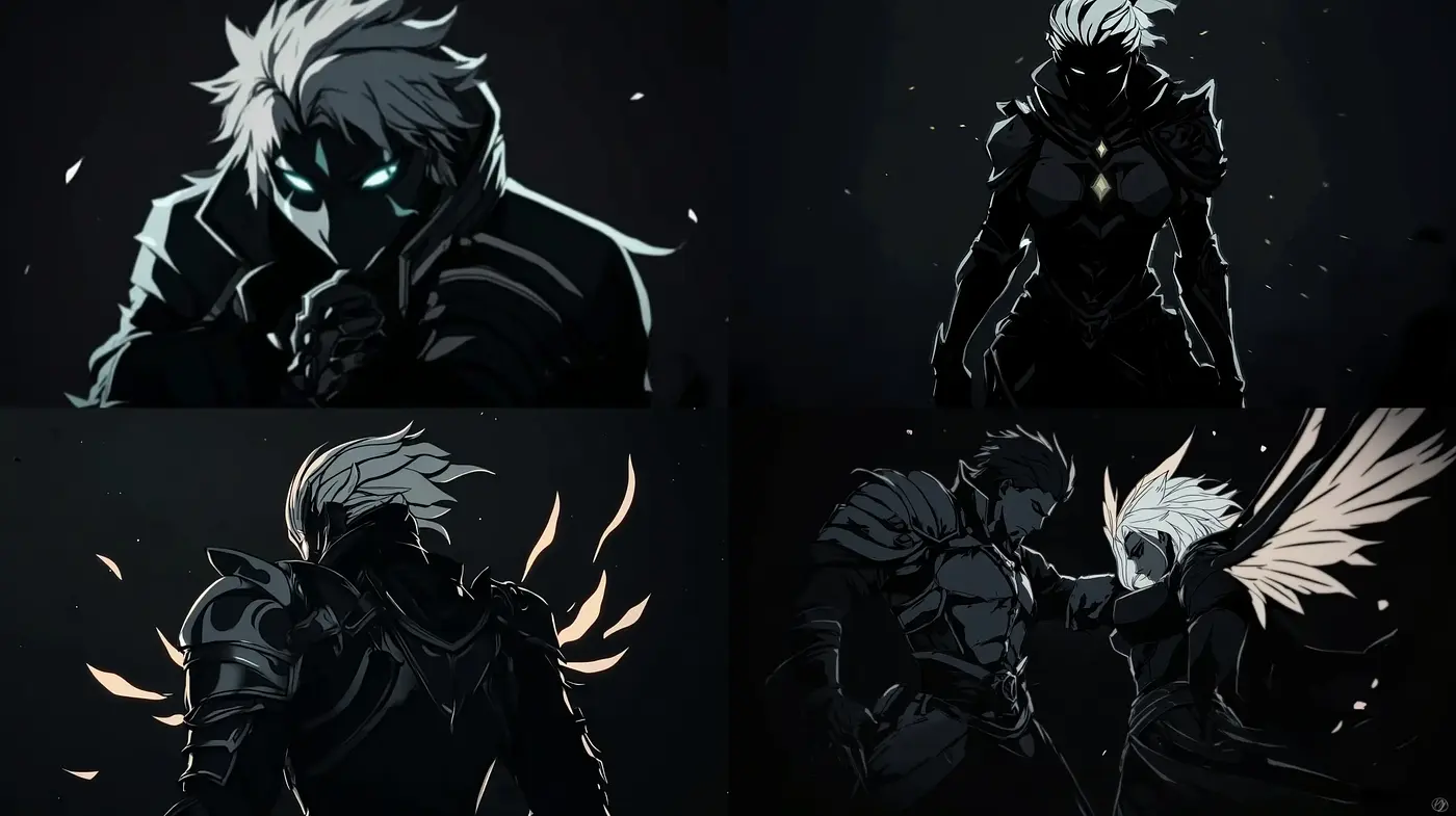 Dark and Dynamic Anime-Inspired Digital Artistry - Midjourney sref style