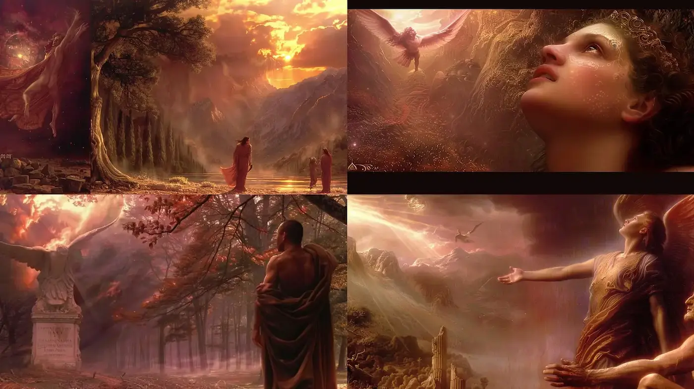 Dramatic and Ethereal Landscapes with Mythological Themes - Midjourney sref style