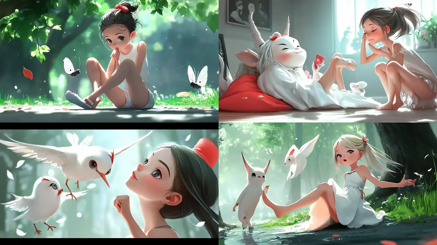 Enchanted Whimsicality: A Lush Fusion of Anime and Fantasy Illustration - Midjourney sref style