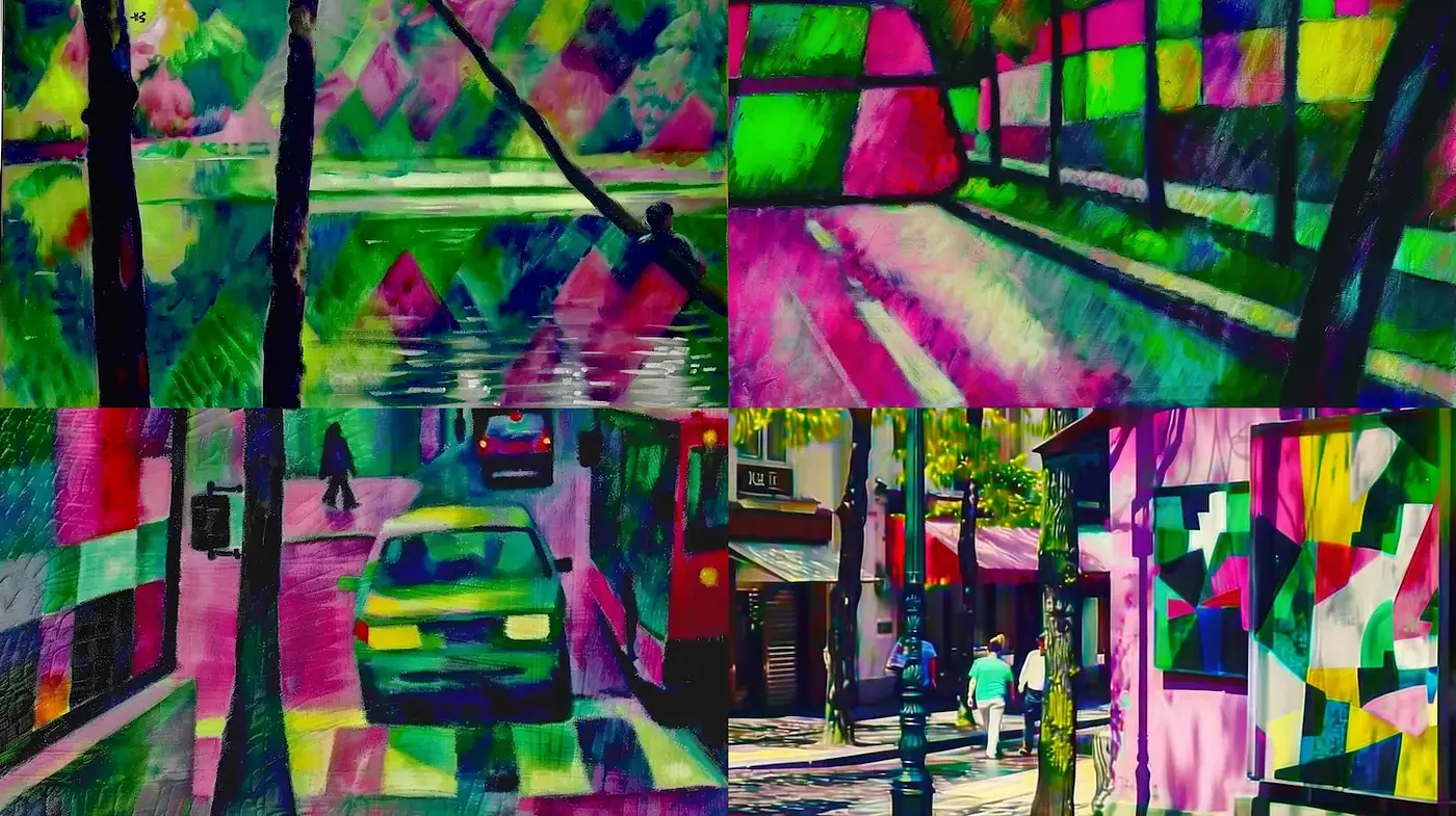 Vivid, abstract expressionism with geometric influences and vibrant contrast - Midjourney sref style
