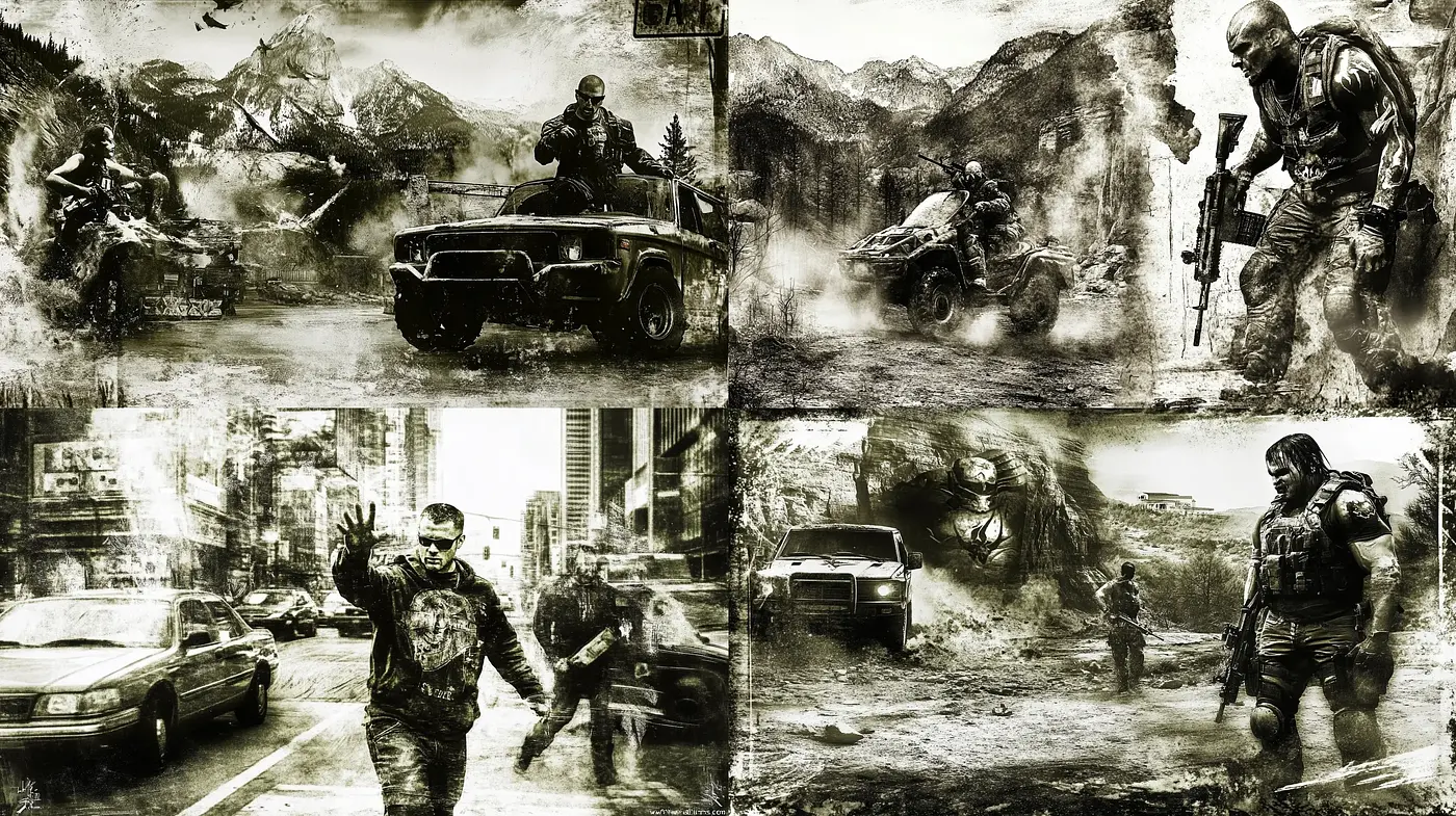 Gritty Monochromatic Military Drama Artwork - Midjourney sref style