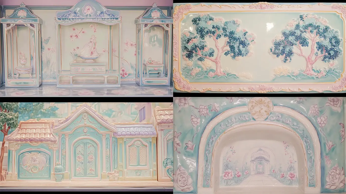 Ethereal Rococo Reverie: Pastel Dreamscapes with Ornate Flourishments - Midjourney sref style