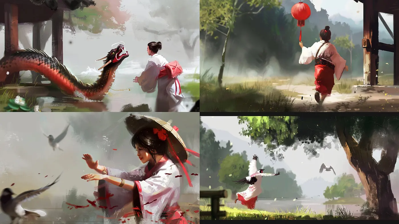 Ethereal Brushstrokes in a Tranquil Asian Fantasy - Midjourney sref style