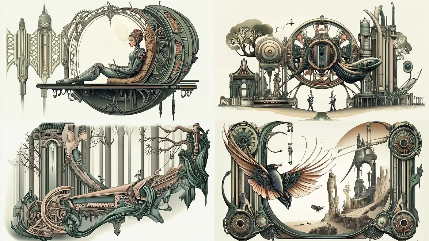 Steam-Inspired Mythological Dreamscape Illustrations - Midjourney sref style