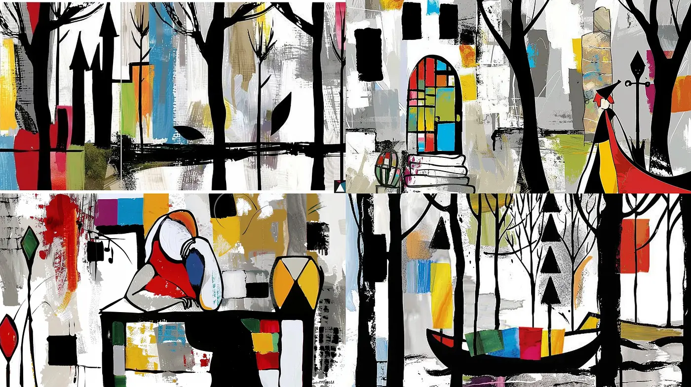 Abstract Expressionist Fusion with Bold Geometric Color Blocks - Midjourney sref style