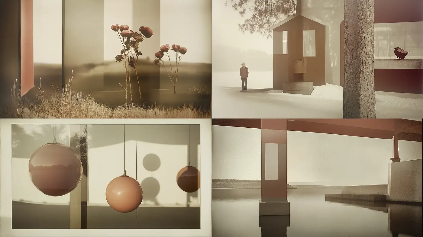 Ethereal Sepia-Tinted Dreamscape Conveying Contemplative Solitude - Midjourney sref style