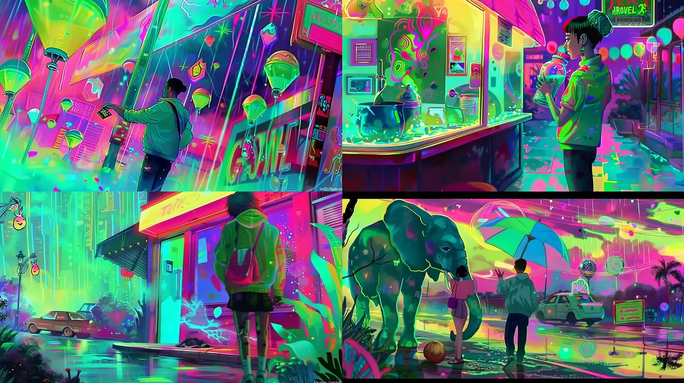 Neon-drenched, Futuristic Cyberpunk Aesthetic - Midjourney sref style