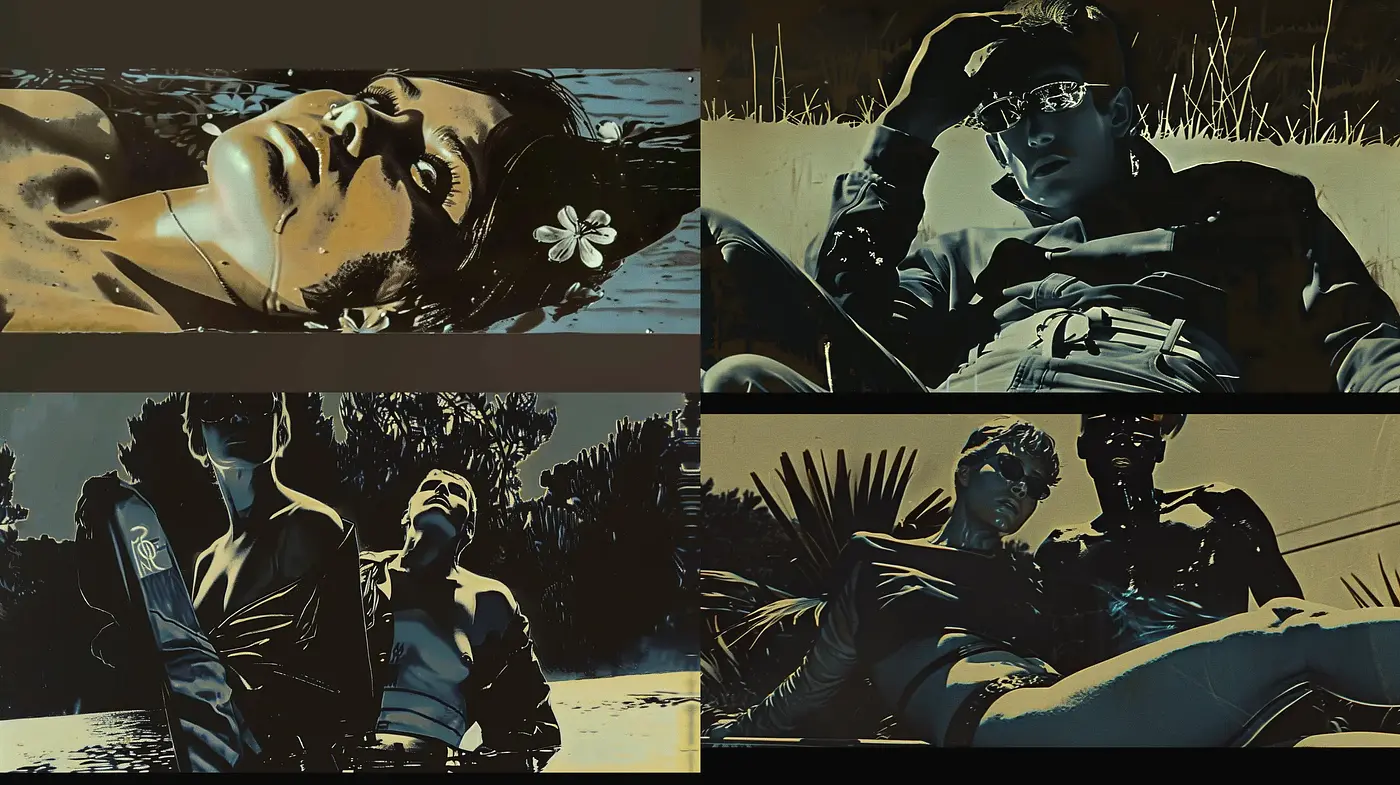 Nocturnal Silhouette: An Ode to Cinematic Noir Expressionism - Midjourney sref style