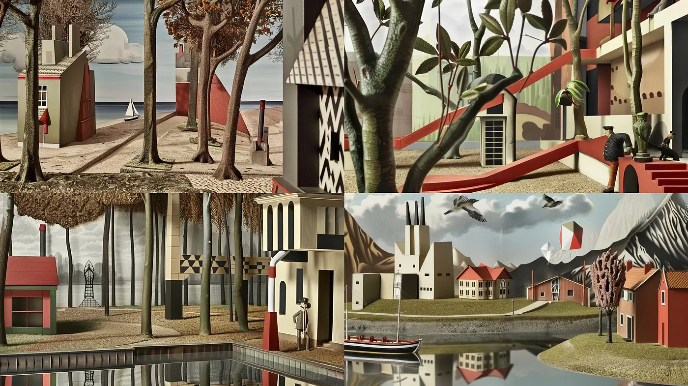 Whimsical Architectural Dreamscapes with a Surrealist Touch - Midjourney sref style