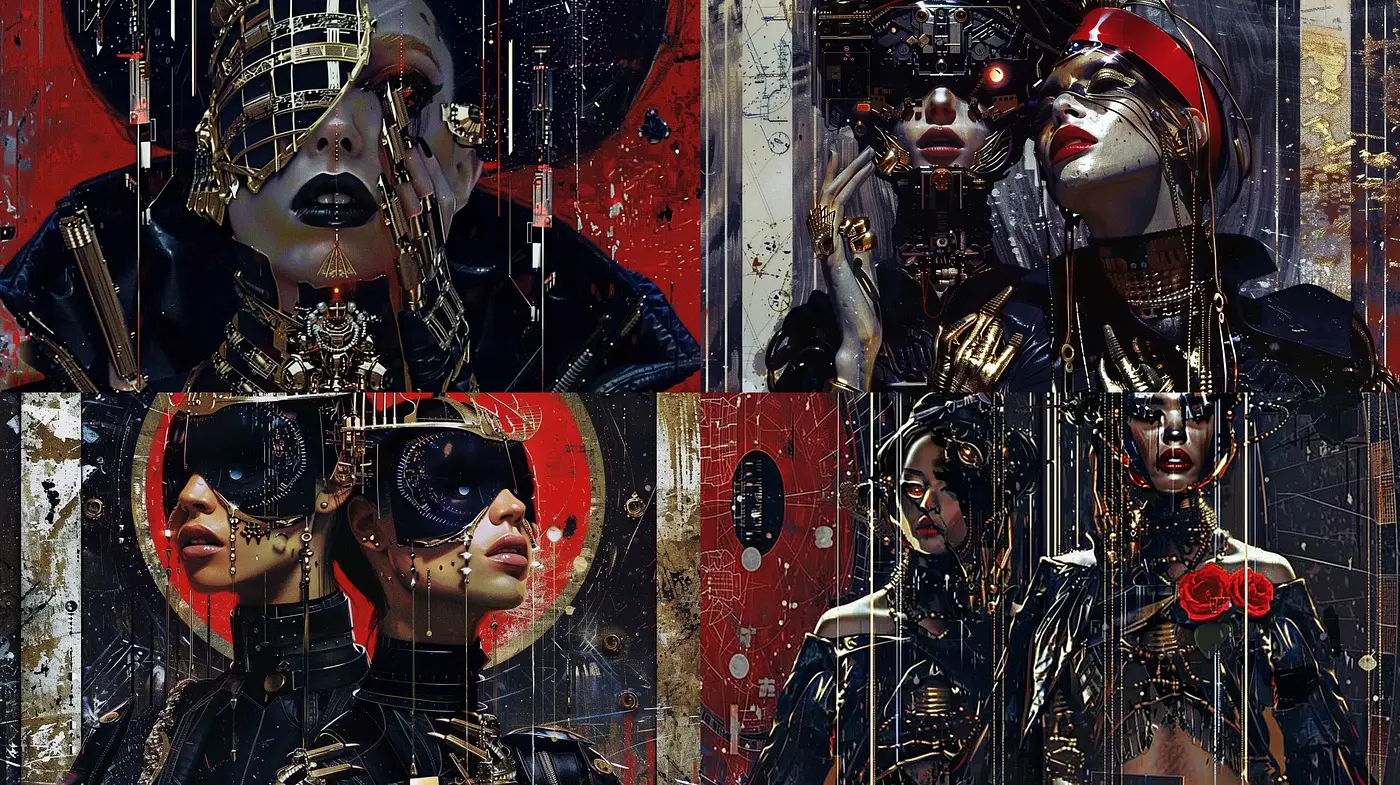 Cybernetic Elegance Amidst Urban Decay - Midjourney sref style