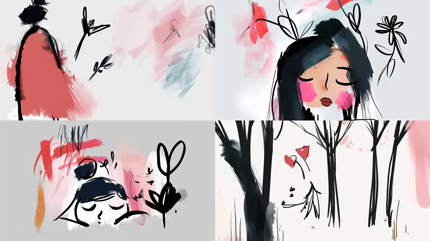 Whimsical Brushstrokes in a Pastel Dreamscape - Midjourney sref style