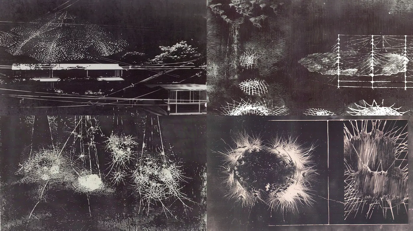 Abstract Monochrome Textural Exploration with Ethereal Overtones - Midjourney sref style