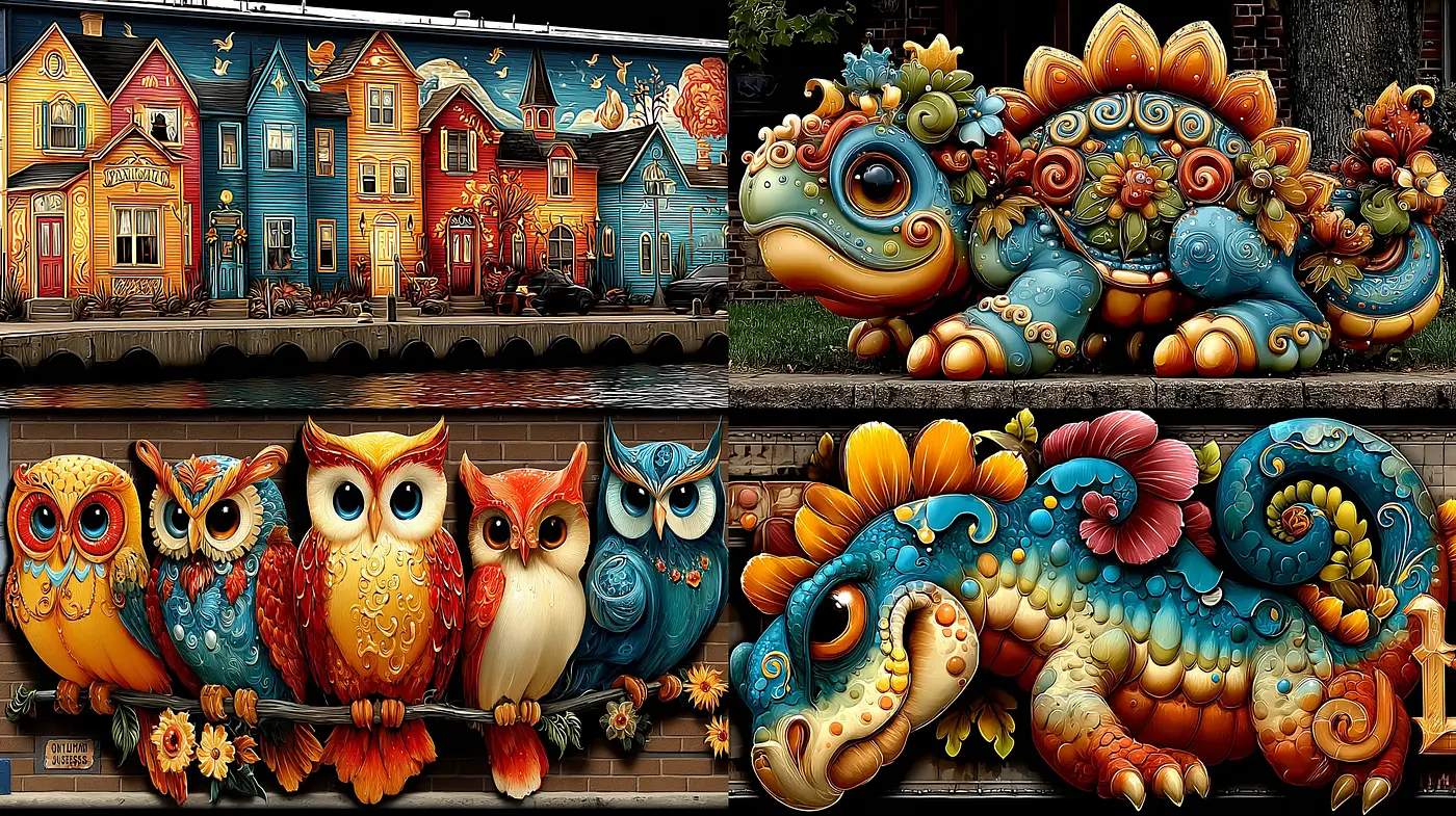 Whimsical and Vibrant Fantasy Art with Detailed Textures - Midjourney sref style