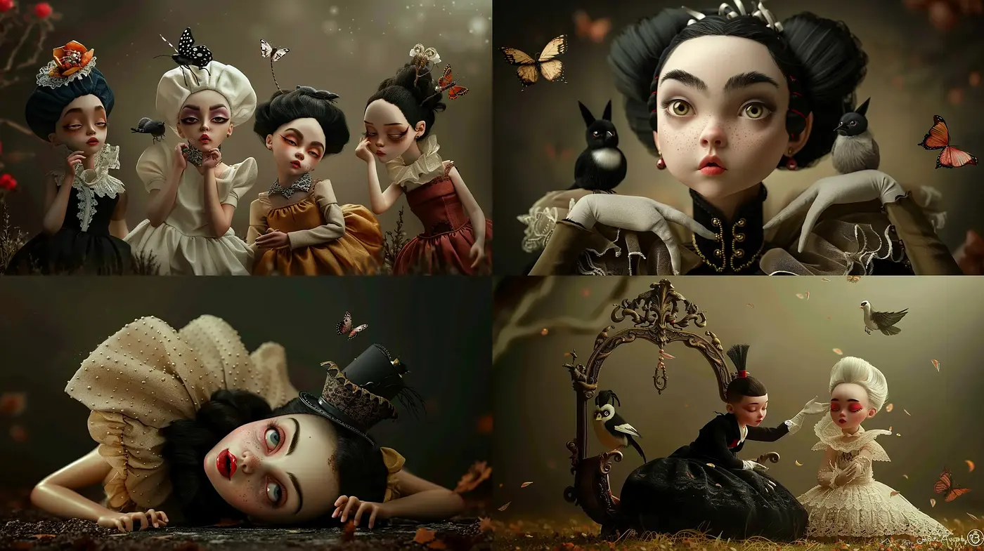 Whimsical Gothic Fantasy with a Dark Victorian Elegance - Midjourney sref style