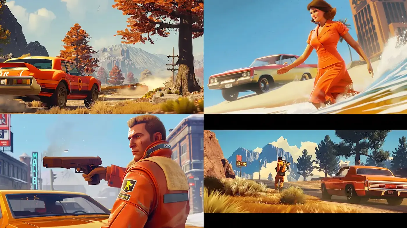 Dynamic and Vibrant Retro Narrative Imagery - Midjourney sref style