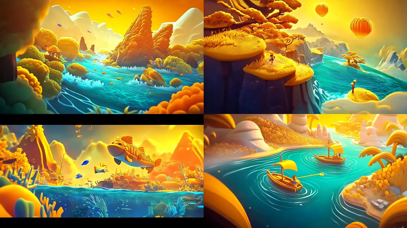 Surreal Sunset Worlds with Whimsical Texture Harmony - Midjourney sref style