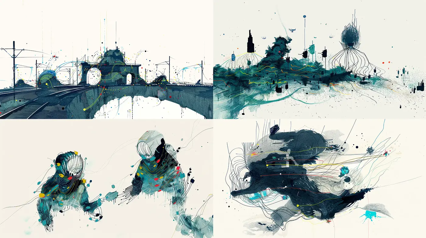Abstract Splattered Dynamics with a Hint of Serenity - Midjourney sref style
