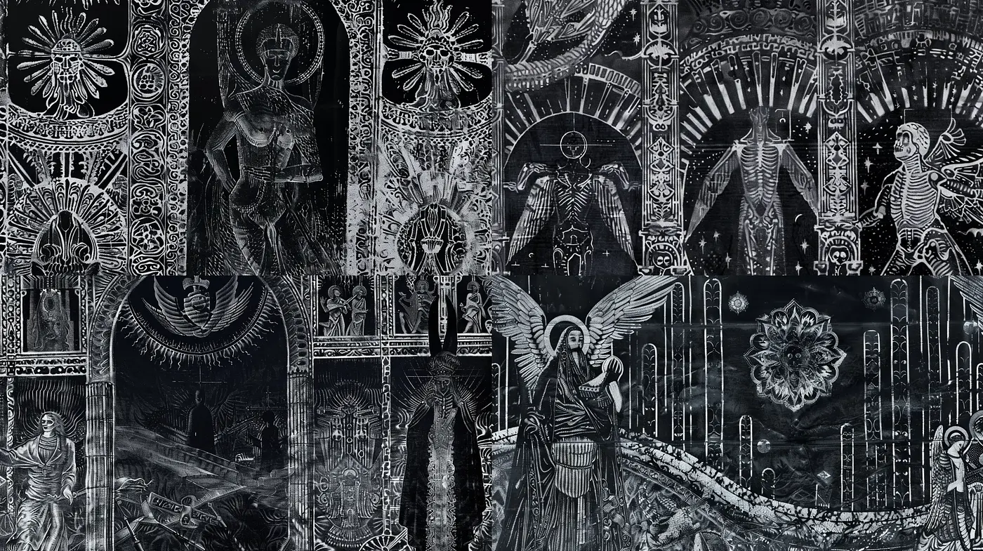 Gothic Tapestry of Monochromatic Dreams - Midjourney sref style