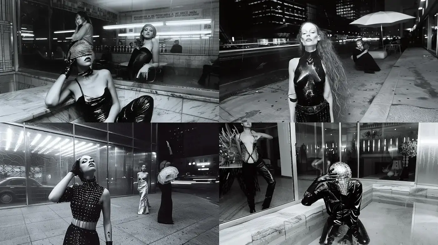 Dramatic Urban Fashion Aesthetic with a Cinematic Edge - Midjourney sref style