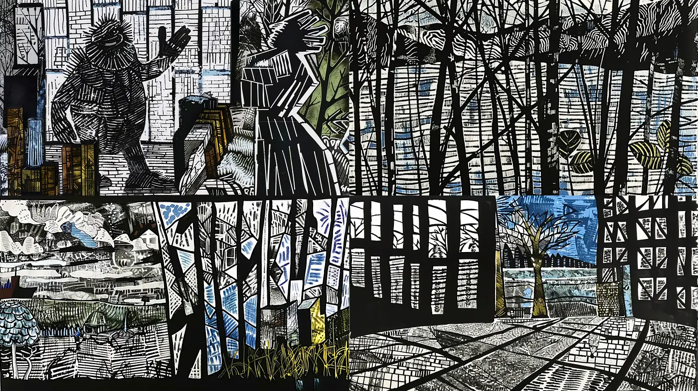 Monochromatic Mosaic of Intricacy and Contrast - Midjourney sref style