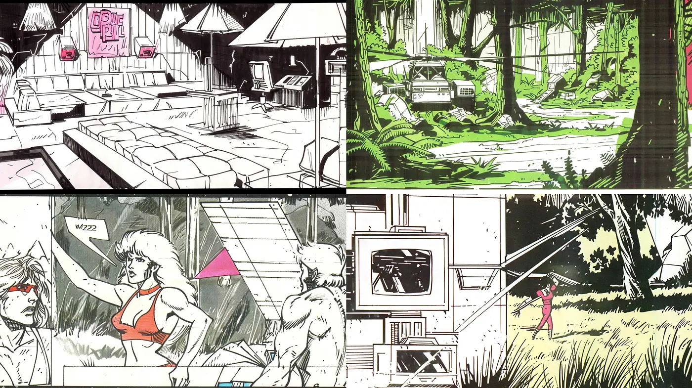 Monochromatic Comic Book Ink Art with a Hint of Nostalgia and Consistent Green Accent - Midjourney sref style