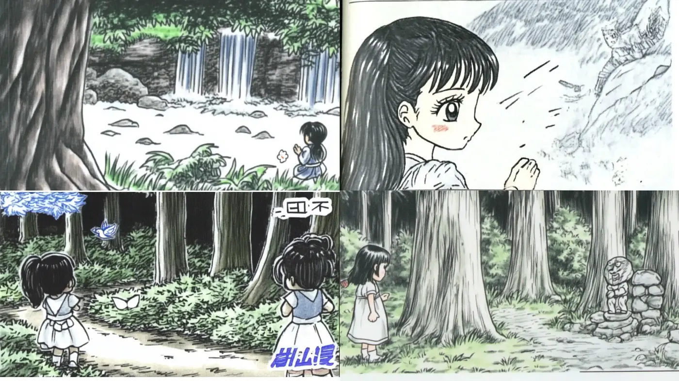 Ink-Pen Illustrative Memoirs of a Manga Elysium - Midjourney sref style