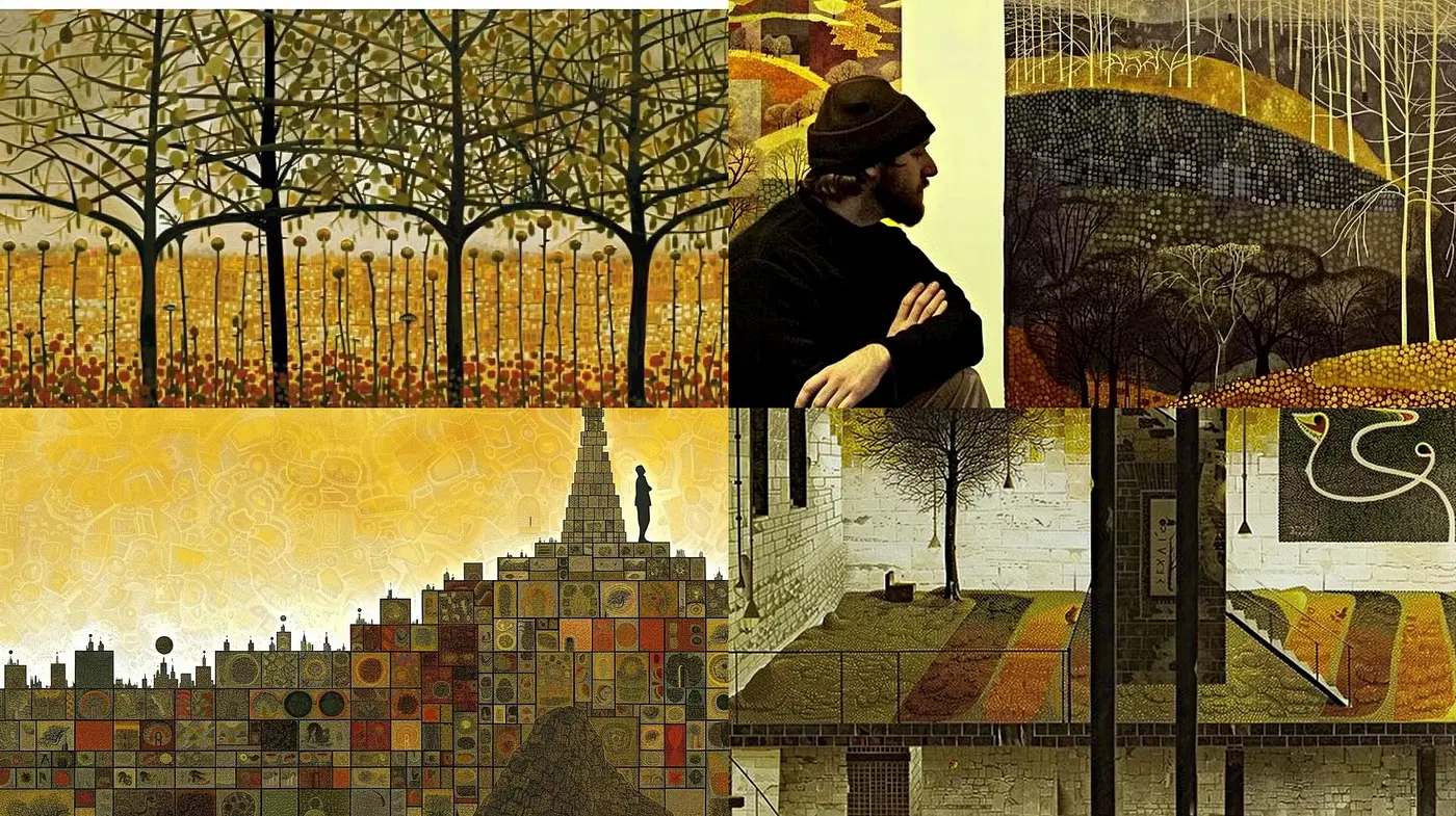Timeless Mosaic of Serenity: A Unifying Tapestry of Earthy Hues and Textured Harmony - Midjourney sref style