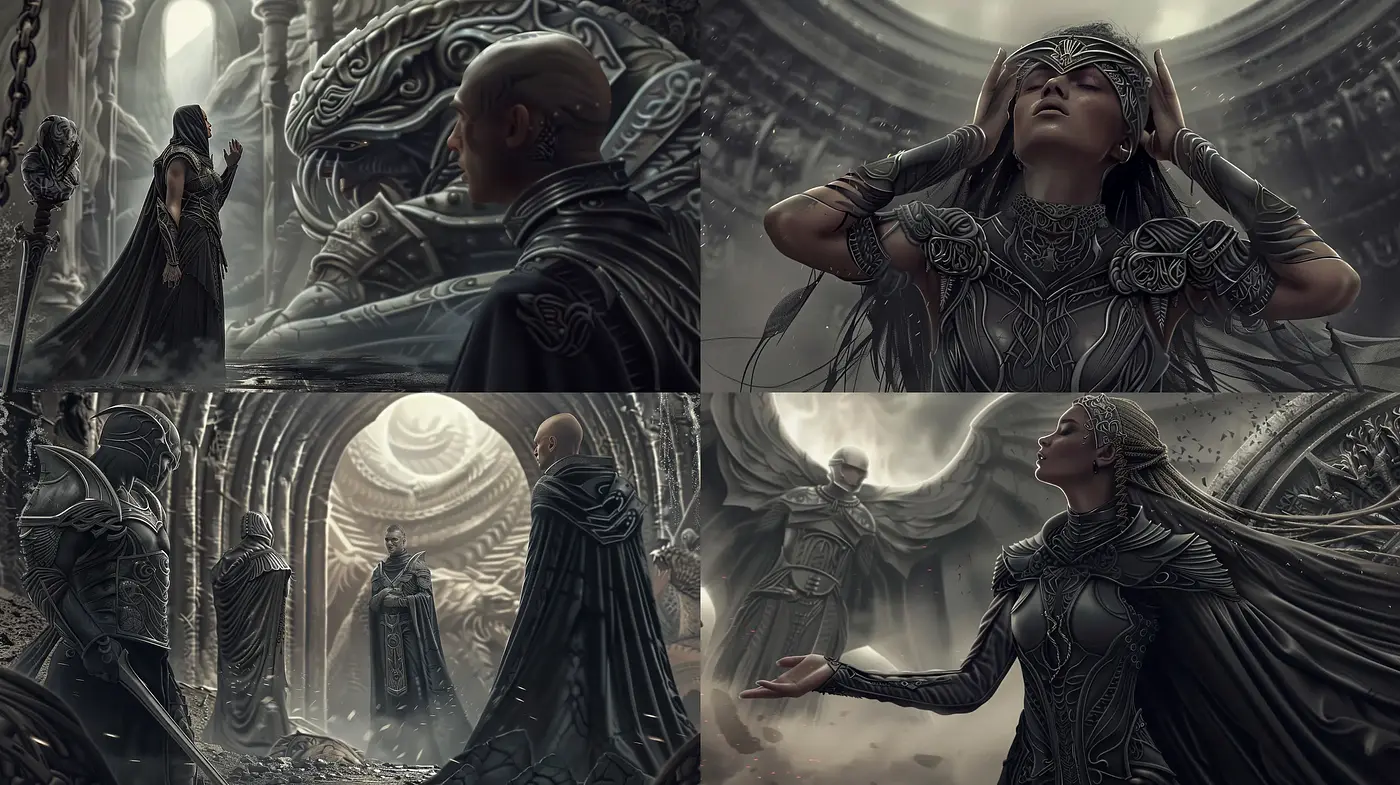 Ethereal Monochromatic Visions of Neo-Classical Futurism - Midjourney sref style