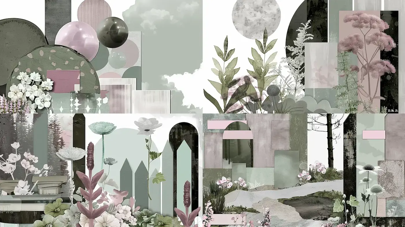 Surreal Pastel Dreamscape with Botanical Overtones - Midjourney sref style