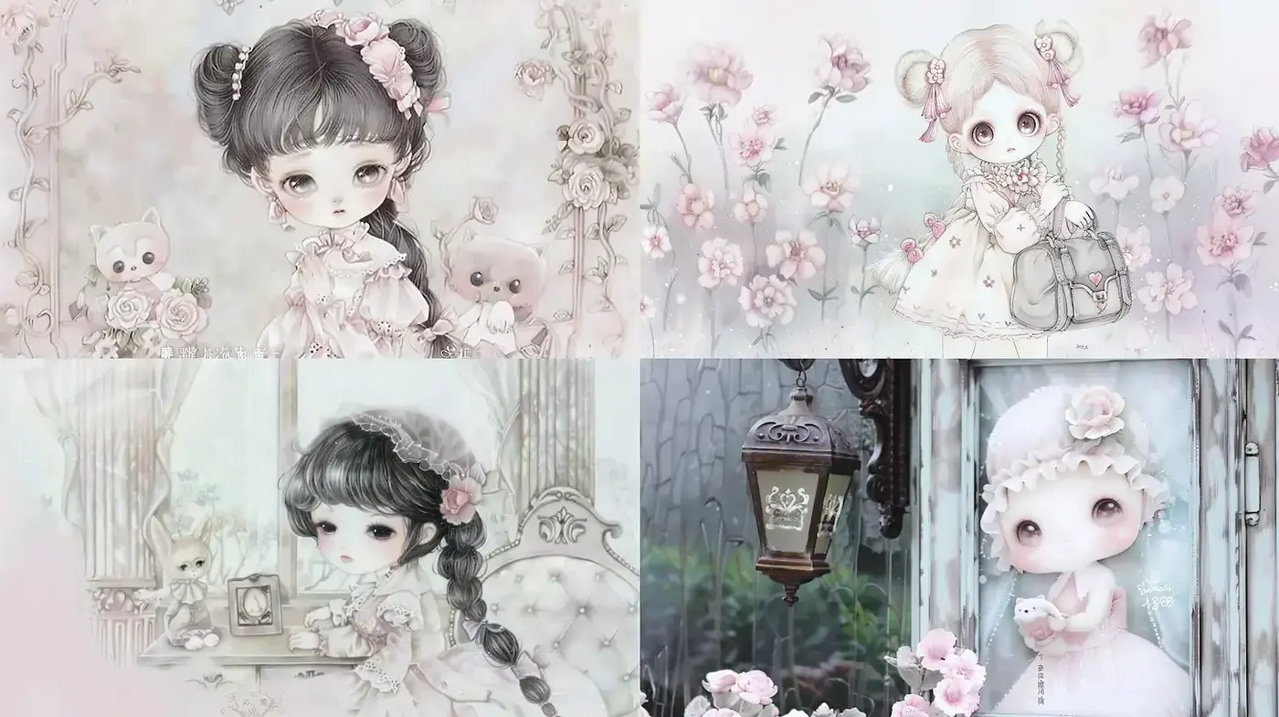 Charming and Ethereal Dreamlike Aesthetic with Floral Motifs - Midjourney sref style