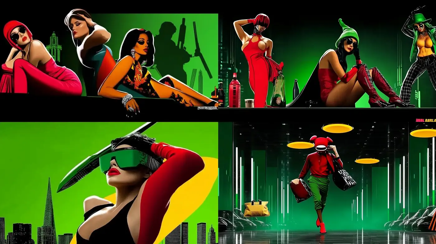 Neon Noir Comic Fusion with High-Contrast and Sleek Silhouettes - Midjourney sref style