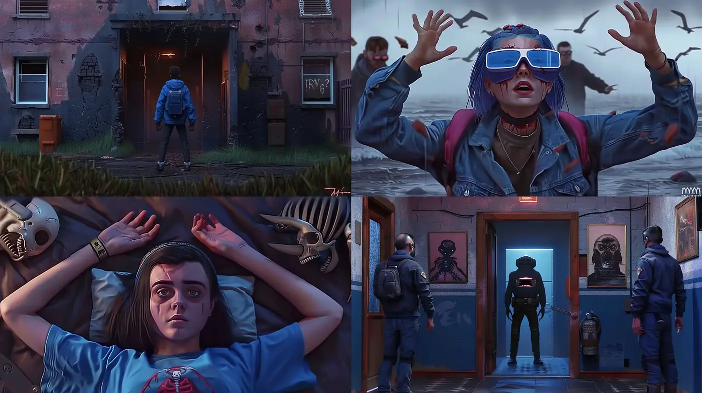 Neon Dystopian Dreamscape with a Cinematic Flair - Midjourney sref style