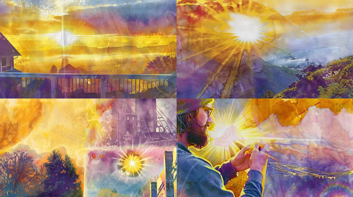 Sunset Symphony: A Dreamlike Fusion of Warm Hues and Ethereal Textures - Midjourney sref style