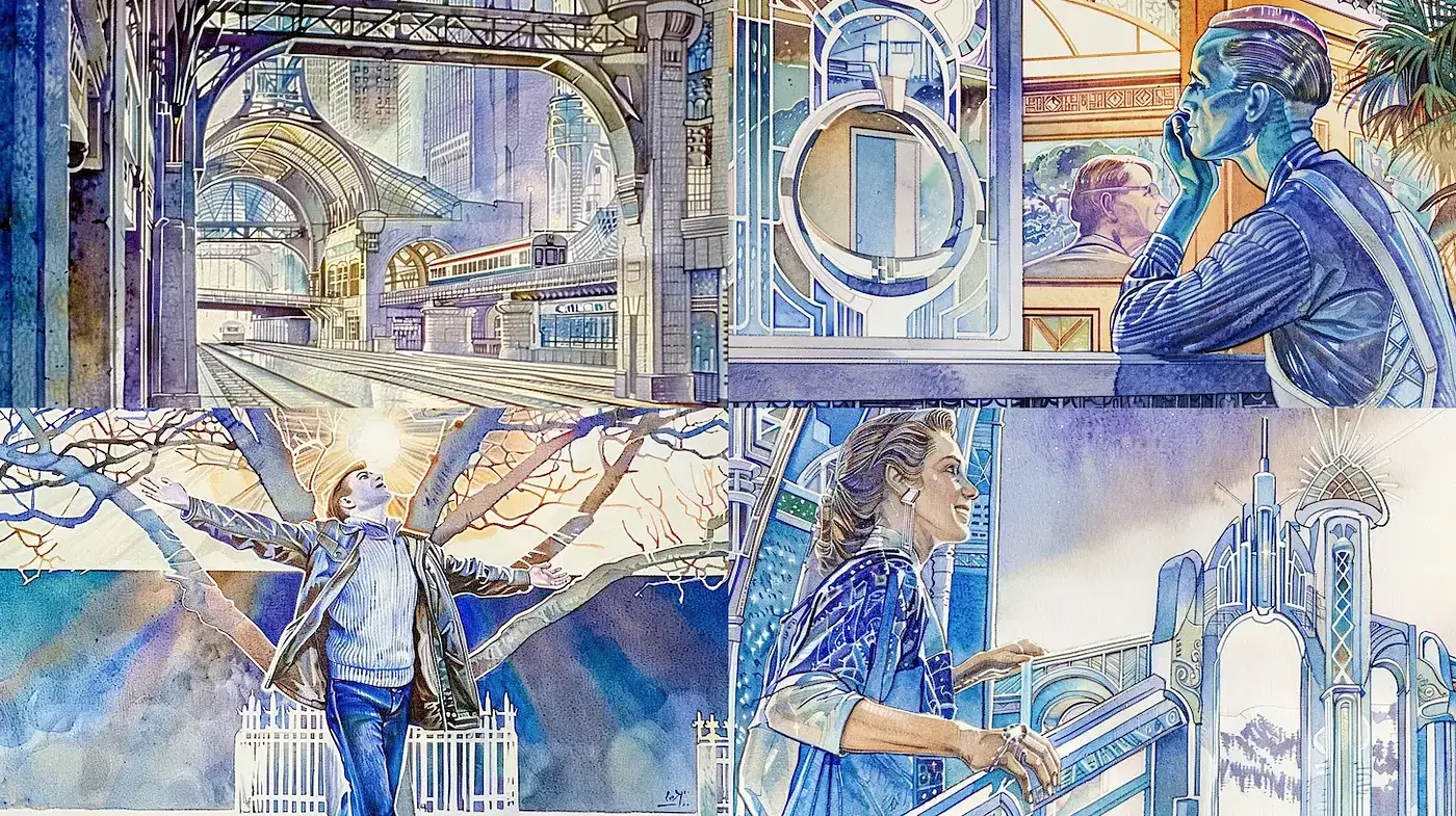 Elevated Technological Dreams with Artistic Watercolor Elements - Midjourney sref style