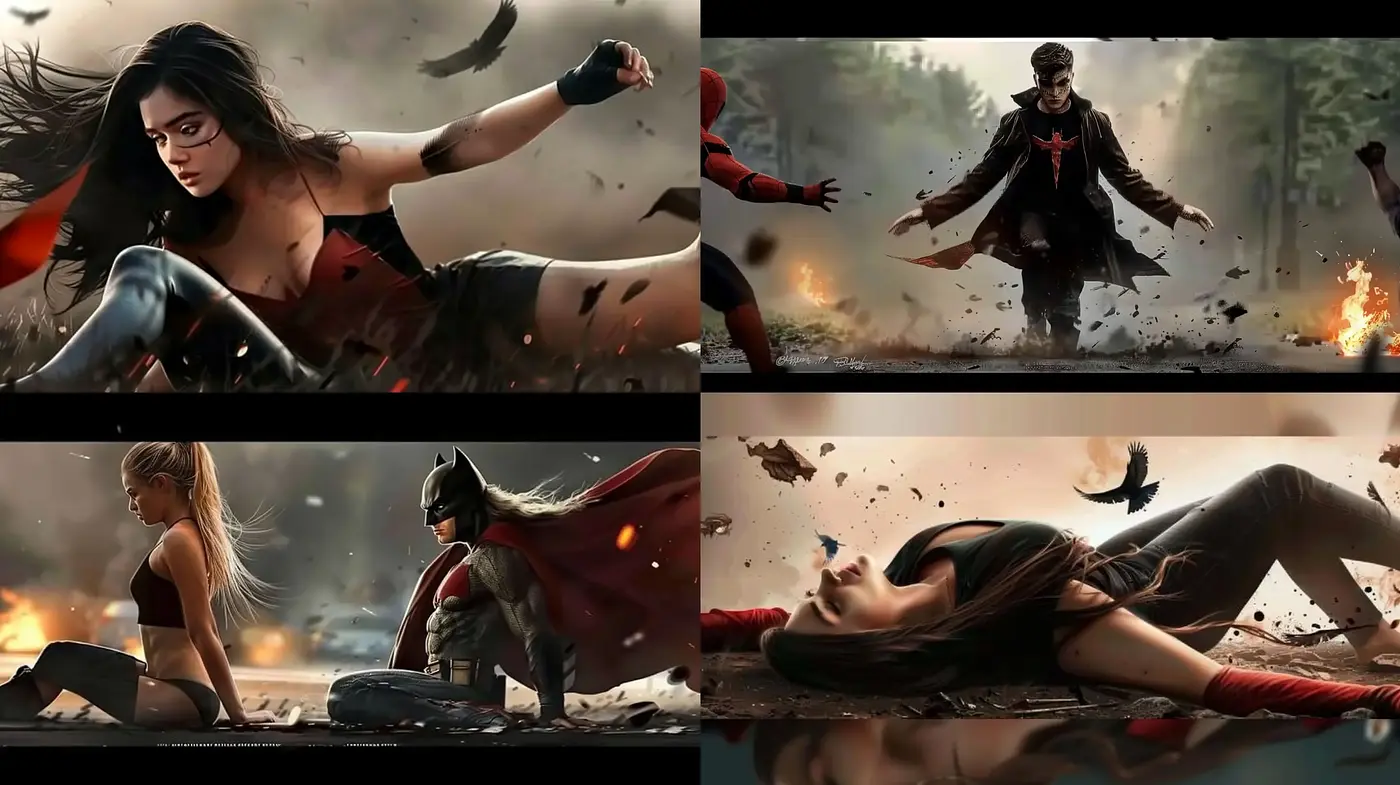 Dynamic Cinematic Superhero Artistry - Midjourney sref style