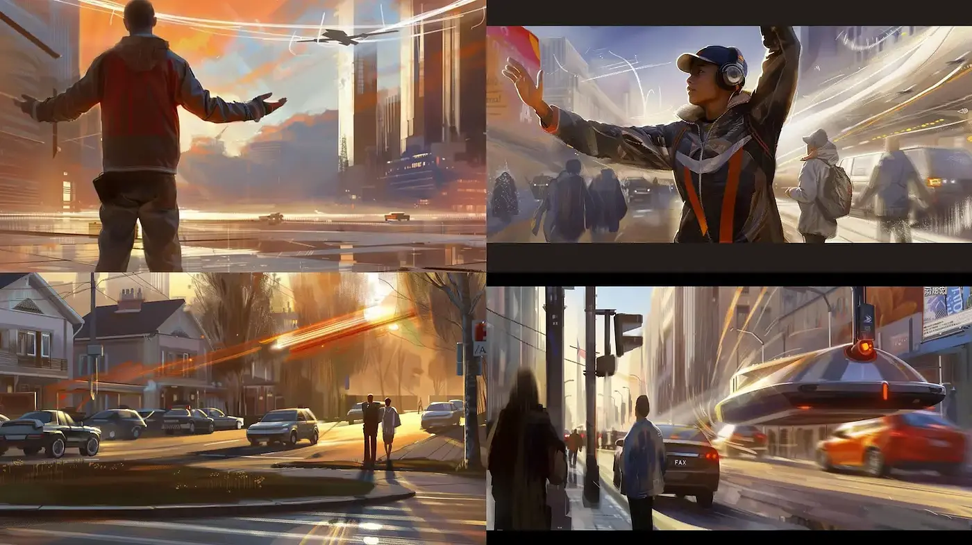 Dynamic Urban Futurism with Vibrant Energy - Midjourney sref style