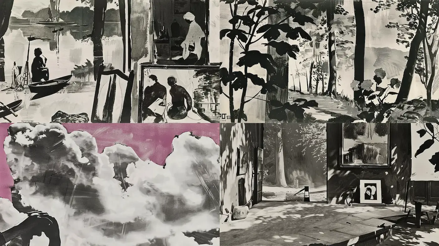Stylized Monochrome Artwork with Atmospheric Depth and Textural Nuance - Midjourney sref style