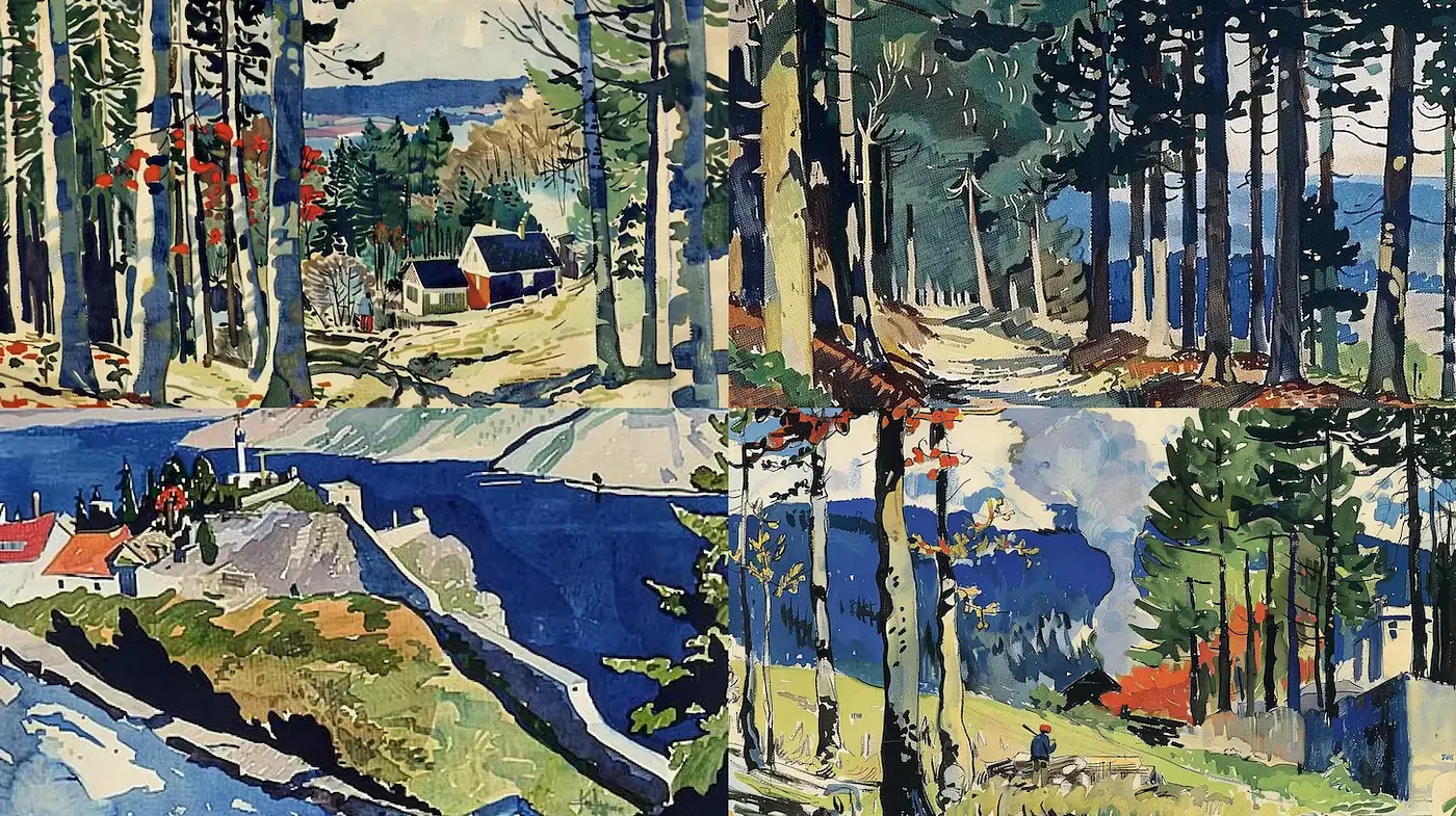 Vibrant Landscapes with a Touch of Impressionism - Midjourney sref style