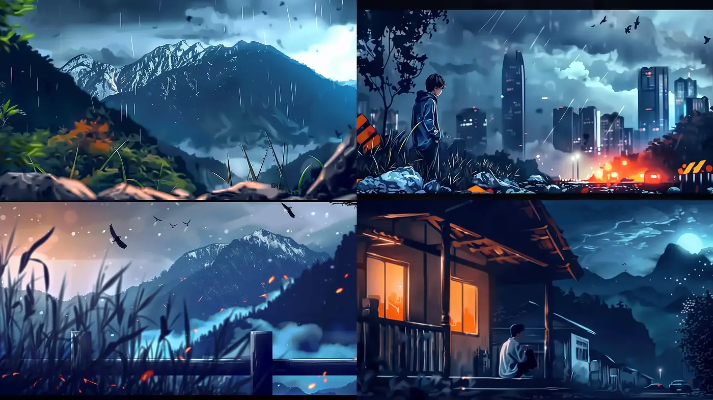 Luminous Nocturnal Digital Panorama with a Cinematic Essence - Midjourney sref style