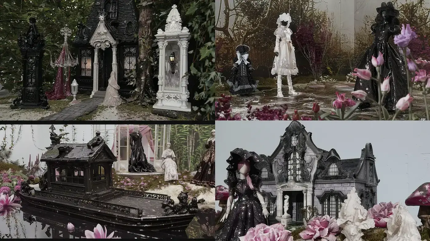 Gothic Fantasy with a Macabre Touch in a Lush Botanical Setting - Midjourney sref style