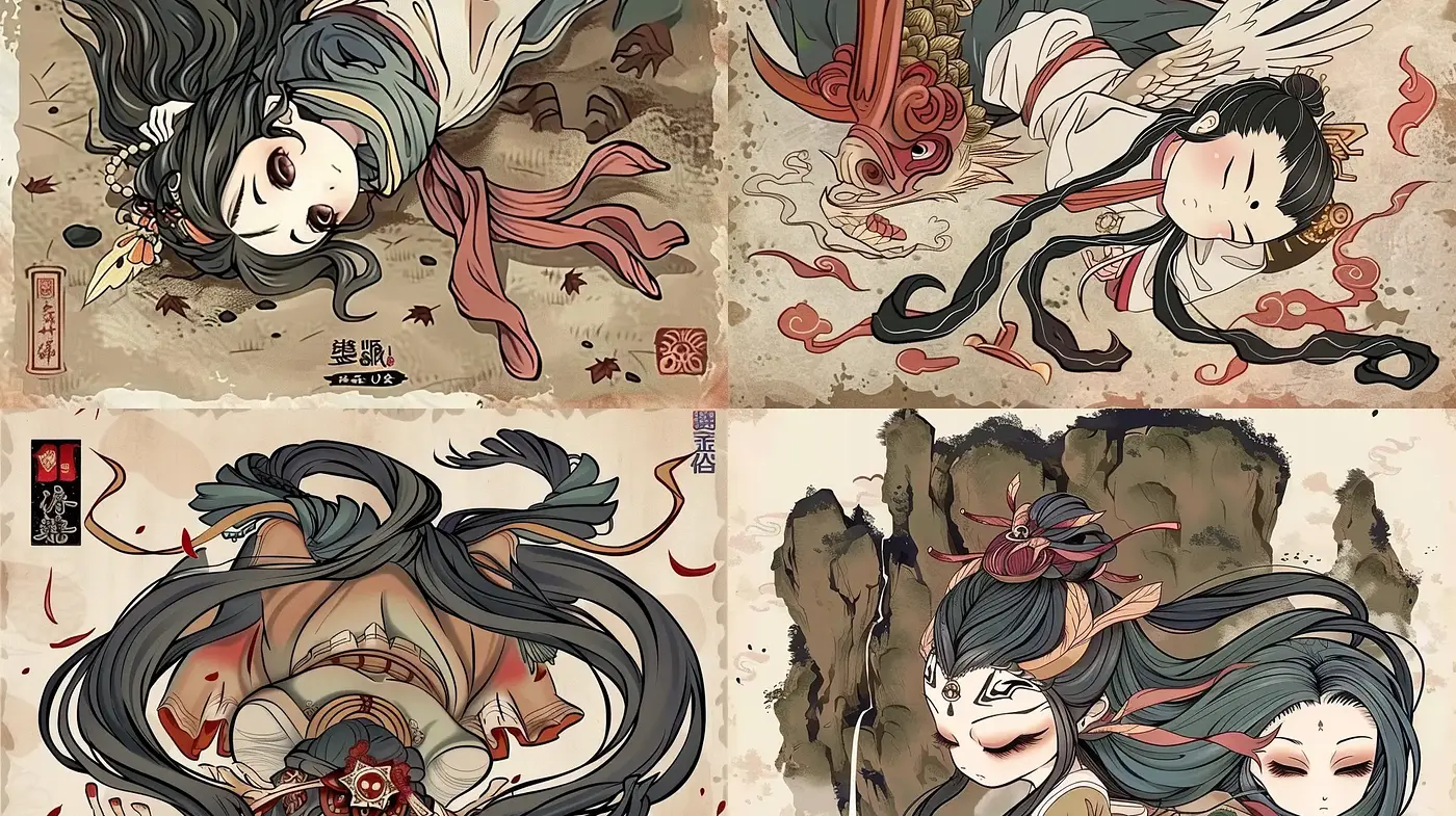 Ethereal Edo-Inspired Dreamscapes: A Fusion of Traditional Japanese Art and Surreal Imagery - Midjourney sref style