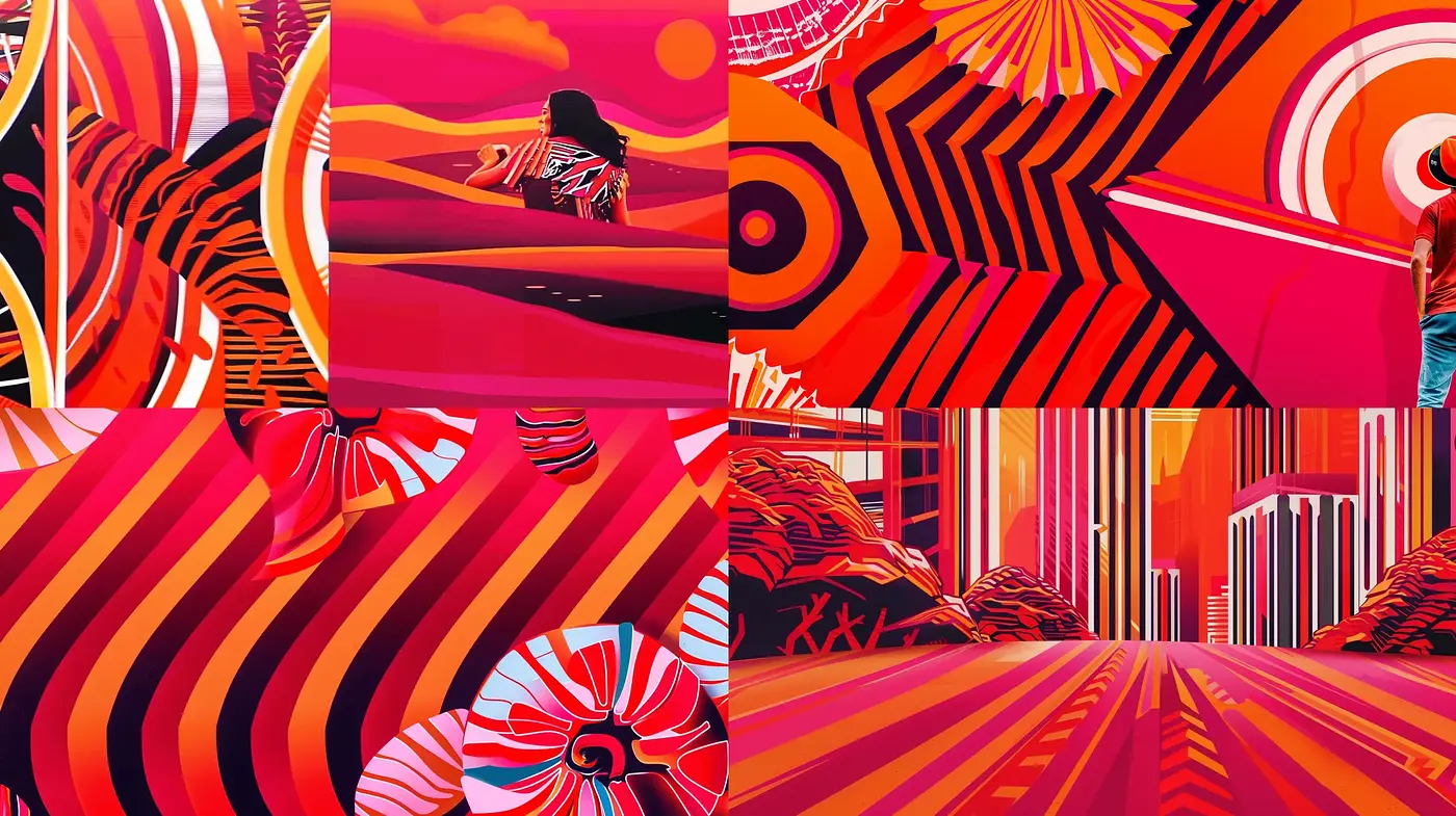 Vibrant Geometric Abstraction with Dynamic Perspectives - Midjourney sref style