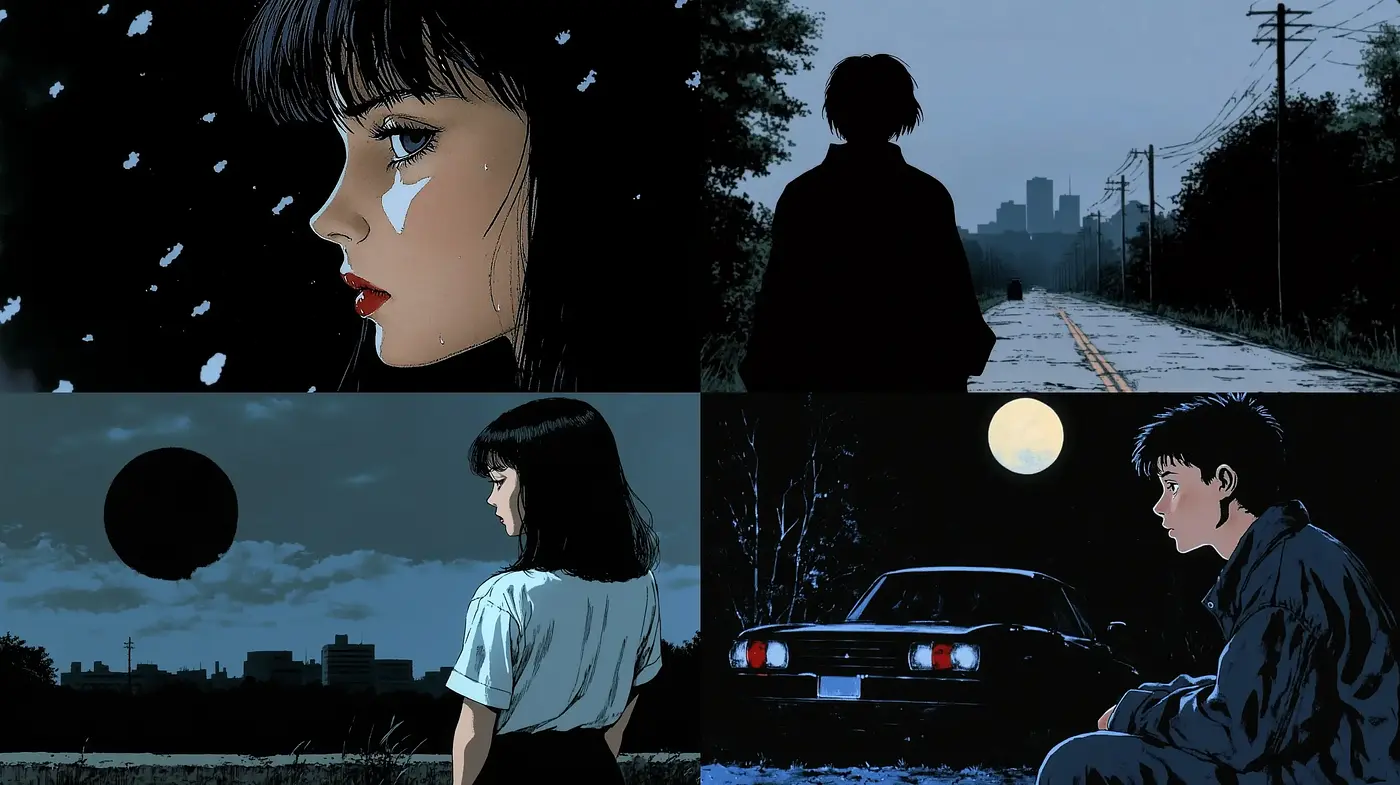 Nocturnal Elegance: A Serene Anime-Inspired Visual Symphony - Midjourney sref style